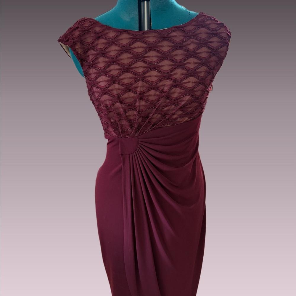 Connected Apparel Burgundy Lace Midi Dress